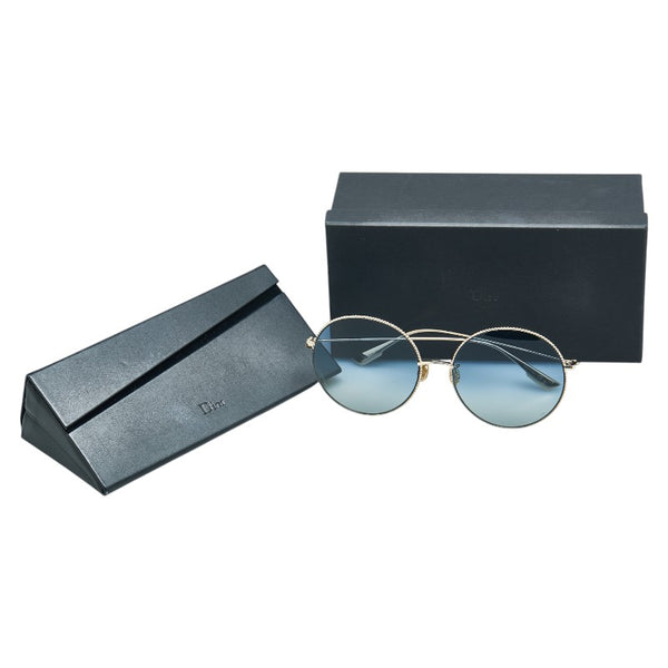 ディオール ラウンド サングラス ゴールド ブルー メッキ プラスチック レディース Dior 【中古】