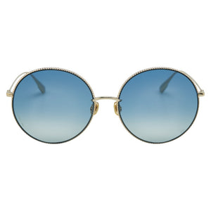 ディオール ラウンド サングラス ゴールド ブルー メッキ プラスチック レディース Dior 【中古】