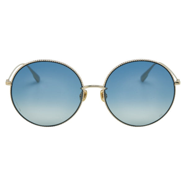 ディオール ラウンド サングラス ゴールド ブルー メッキ プラスチック レディース Dior 【中古】