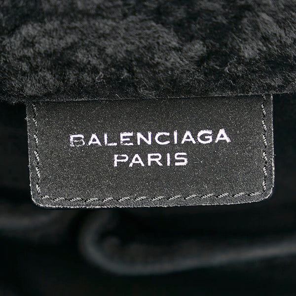 バレンシアガ ムートン ハンドバッグ トートバッグ ブラック ムートン レザー レディース BALENCIAGA 【中古】