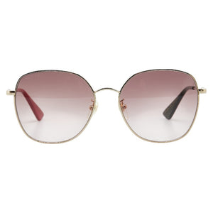 グッチ インターロッキングG ビー 蜂 サングラス GG0415SK ブラウン メッキ プラスチック レディース GUCCI 【中古】