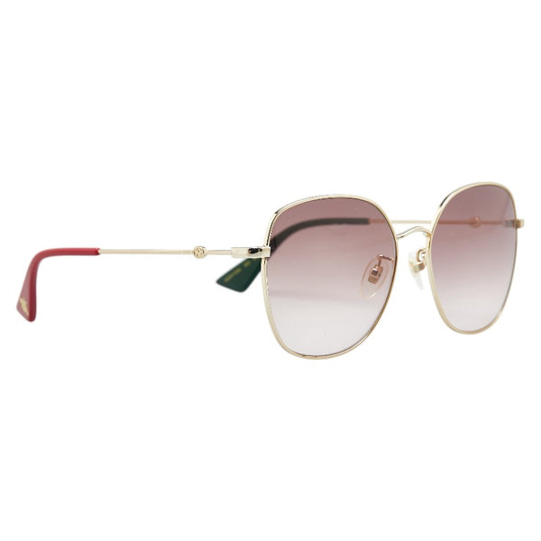 グッチ インターロッキングG ビー 蜂 サングラス GG0415SK ブラウン メッキ プラスチック レディース GUCCI 【中古】