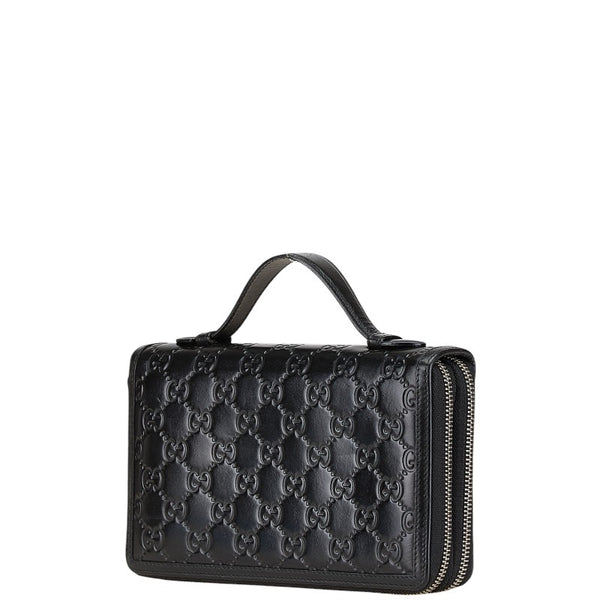 グッチ グッチシマ シェリー ラウンドジップウォレット 長財布 269888 ブラック レザー レディース GUCCI 【中古】