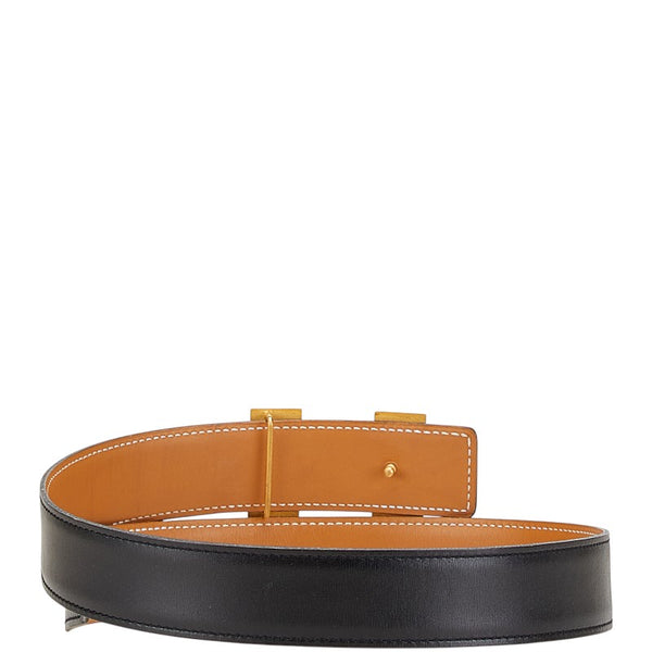 エルメス Hバックル コンスタンス ベルト 65 ブラック ボックスカーフ メッキ レディース HERMES 【中古】