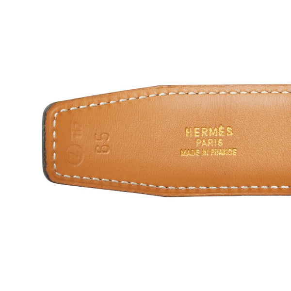 エルメス Hバックル コンスタンス ベルト 65 ブラック ボックスカーフ メッキ レディース HERMES 【中古】