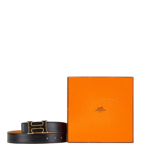 エルメス Hバックル コンスタンス ベルト 65 ブラック ボックスカーフ メッキ レディース HERMES 【中古】
