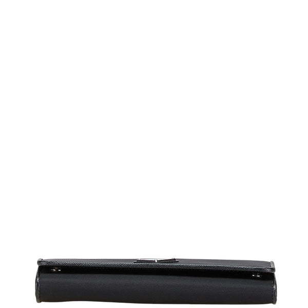 プラダ 三角ロゴプレート 長財布 1MH132 ブラック ナイロン レザー レディース PRADA 【中古】