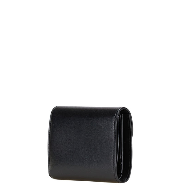 セリーヌ トリオンフロゴ スモール ウォレット 二つ折り財布 ブラック レザー レディース CELINE 【中古】