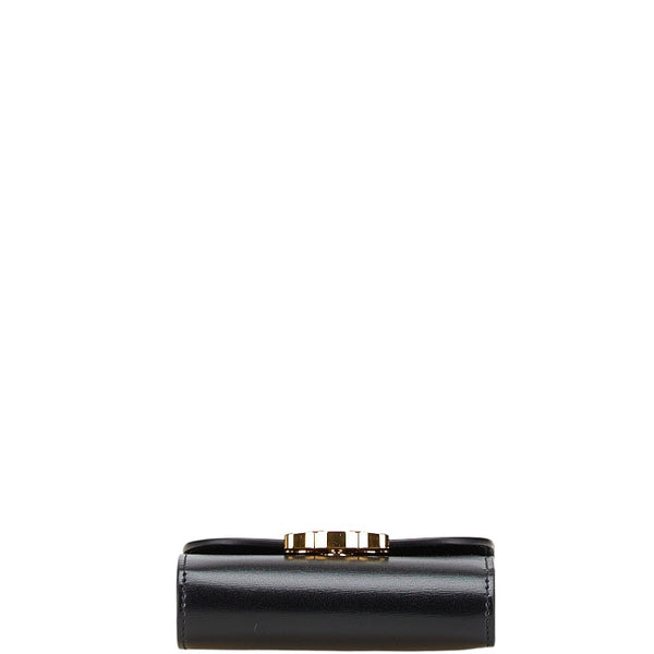 セリーヌ トリオンフロゴ スモール ウォレット 二つ折り財布 ブラック レザー レディース CELINE 【中古】