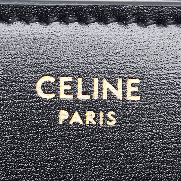 セリーヌ トリオンフロゴ スモール ウォレット 二つ折り財布 ブラック レザー レディース CELINE 【中古】