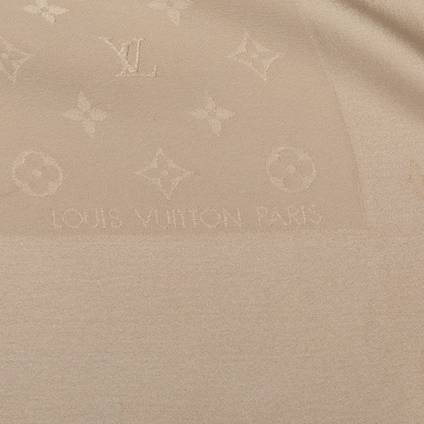 ルイ ヴィトン モノグラム スカーフ ストール ベージュ グレー シルク レディース LOUIS VUITTON 【中古】