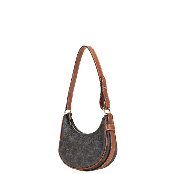 セリーヌ トリオンフ ミニ アヴァ ハンドバッグ ワンショルダーバッグ ブラウン PVC レザー レディース CELINE 【中古】