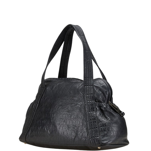 シャネル エンボスロゴ アンリミテッド ハンドバッグ ミニボストンバッグ ブラック レザー レディース CHANEL 【中古】