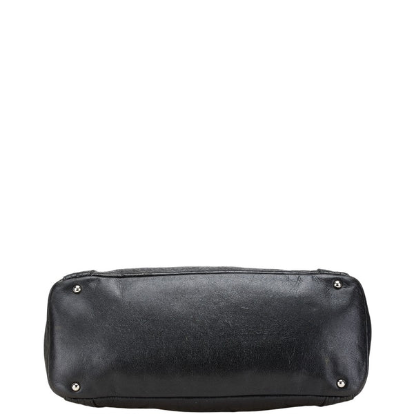 シャネル エンボスロゴ アンリミテッド ハンドバッグ ミニボストンバッグ ブラック レザー レディース CHANEL 【中古】