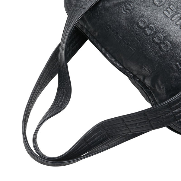 シャネル エンボスロゴ アンリミテッド ハンドバッグ ミニボストンバッグ ブラック レザー レディース CHANEL 【中古】