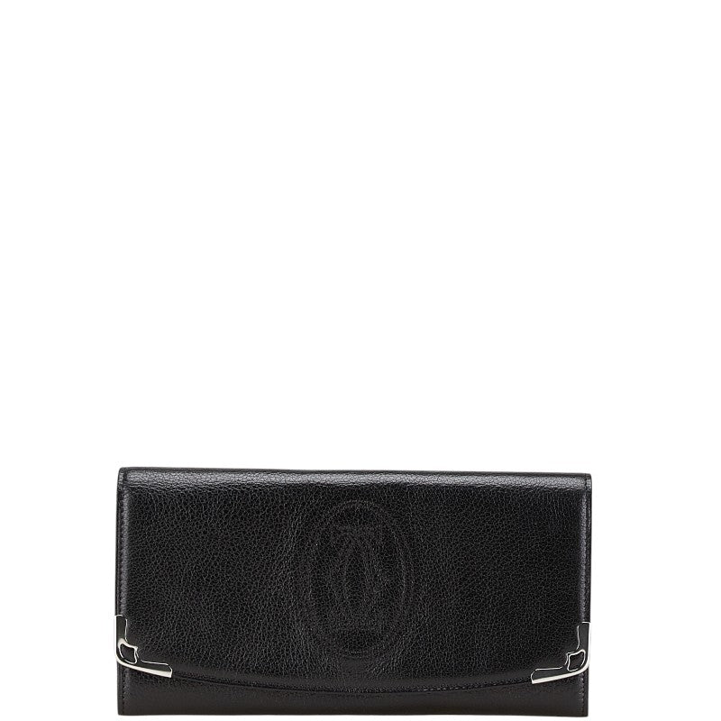 カルティエ マルチェロ 長財布 ブラック レザー メタル レディース CARTIER 【中古】