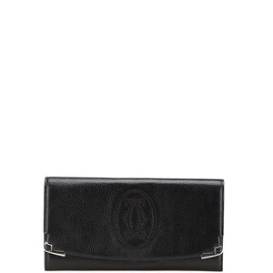 カルティエ マルチェロ 長財布 ブラック レザー メタル レディース CARTIER 【中古】