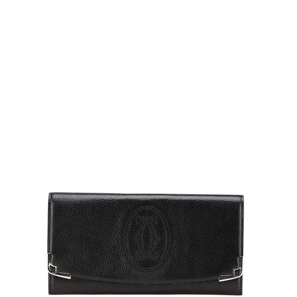 カルティエ マルチェロ 長財布 ブラック レザー メタル レディース CARTIER 【中古】