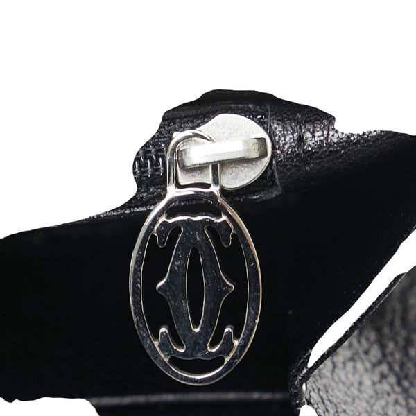 カルティエ マルチェロ 長財布 ブラック レザー メタル レディース CARTIER 【中古】