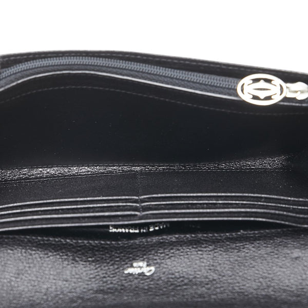 カルティエ マルチェロ 長財布 ブラック レザー メタル レディース CARTIER 【中古】