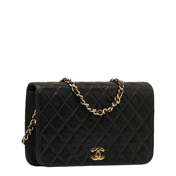 シャネル マトラッセ ココマーク プッシュロック チェーン ショルダーバッグ ブラック ラムスキン レディース CHANEL 【中古】