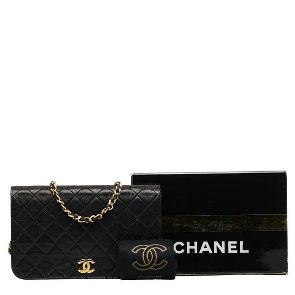 シャネル マトラッセ ココマーク プッシュロック チェーン ショルダーバッグ ブラック ラムスキン レディース CHANEL 【中古】