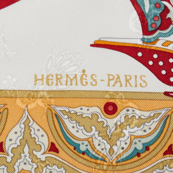 エルメス カレ90 CIELS BYZANTINS ビザンチンの空 スカーフ ベージュ レッド マルチカラー シルク レディース HERMES 【中古】