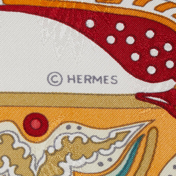 エルメス カレ90 CIELS BYZANTINS ビザンチンの空 スカーフ ベージュ レッド マルチカラー シルク レディース HERMES 【中古】