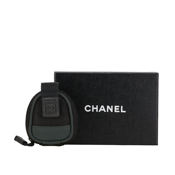 シャネル ココマーク スポーツライン  アームポーチ 小物入れ ブラック グリーン キャンバス ナイロン レディース CHANEL 【中古】