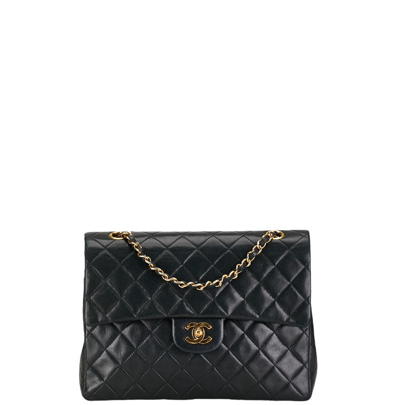 シャネル マトラッセ ダブルフラップ チェーン ショルダーバッグ ブラック ゴールド ラムスキン レディース CHANEL 【中古】