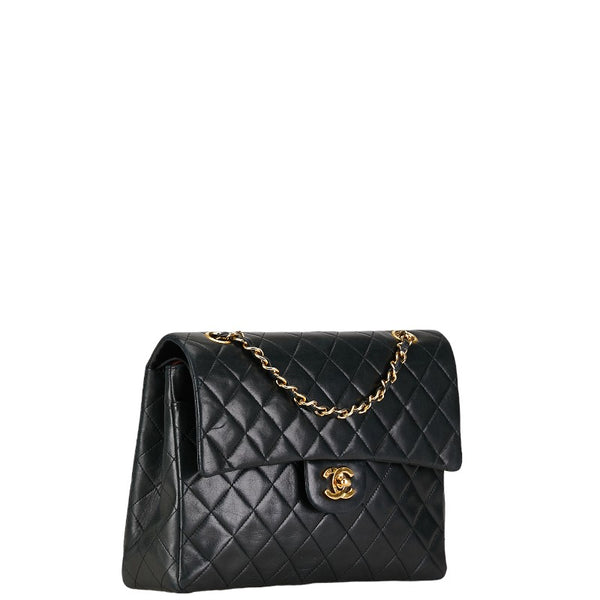 シャネル マトラッセ ダブルフラップ チェーン ショルダーバッグ ブラック ゴールド ラムスキン レディース CHANEL 【中古】