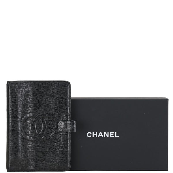 シャネル ココマーク 手帳カバー アジェンダ ブラック キャビアスキン レディース CHANEL 【中古】