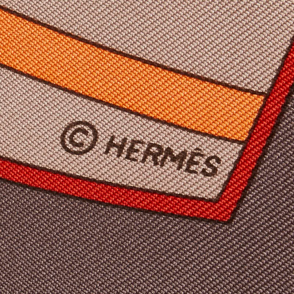 エルメス LES SOURCES DE LA VIE 生命の源 スカーフ ブラウン マルチカラー シルク レディース HERMES 【中古】