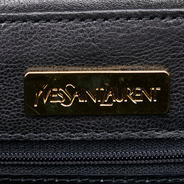 サンローラン ヴィンテージ YSLロゴ金具 ハンドバッグ ブラック ゴールド レザー レディース SAINT LAURENT 【中古】