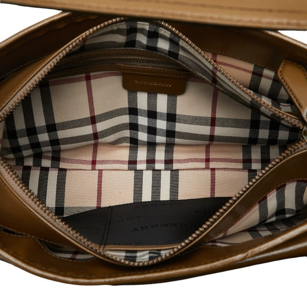 バーバリー ノバチェック ワンショルダーバッグ ハンドバッグ ブラウン レザー レディース BURBERRY 【中古】