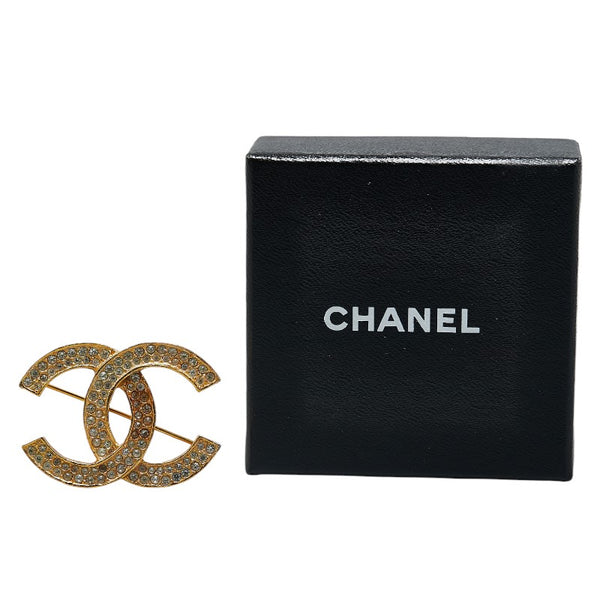 シャネル ヴィンテージ ココマーク ラインストーン  ブローチ ゴールド メッキ レディース CHANEL 【中古】