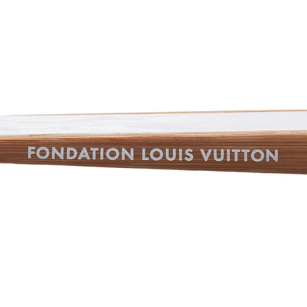 ルイ ヴィトン 美術館 水玉扇子 センス ホワイト ブラウン コットン ウッド レディース LOUIS VUITTON 【中古】