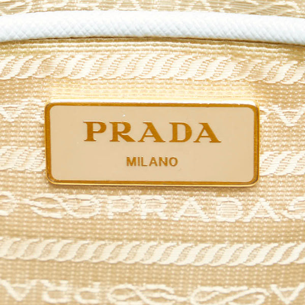 プラダ 三角ロゴプレート ハンドバッグ ショルダーバッグ 2WAY BN2438 ブルー ホワイト レザー レディース PRADA 【中古】