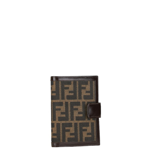 フェンディ ズッカ アジェンダPM 手帳 ブラウン キャンバス レザー レディース FENDI 【中古】