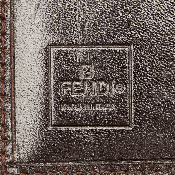 フェンディ ズッカ アジェンダPM 手帳 ブラウン キャンバス レザー レディース FENDI 【中古】