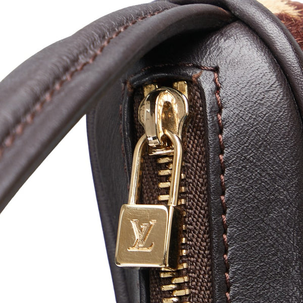 ルイ ヴィトン ダミエソバージュ タイガー ハラコ ハンドバッグ ポーチ M92132 ブラウン ハラコ レザー レディース LOUIS VUITTON 【中古】