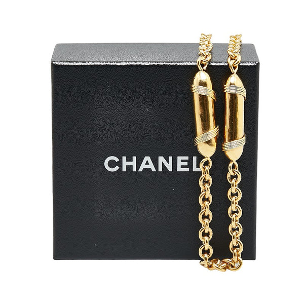 シャネル ロゴ チェーン ネックレス ゴールド メッキ レディース CHANEL 【中古】