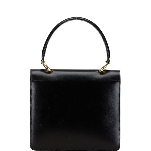 セリーヌ ダブルフラップ ハンドバッグ ブラック レザー レディース CELINE 【中古】