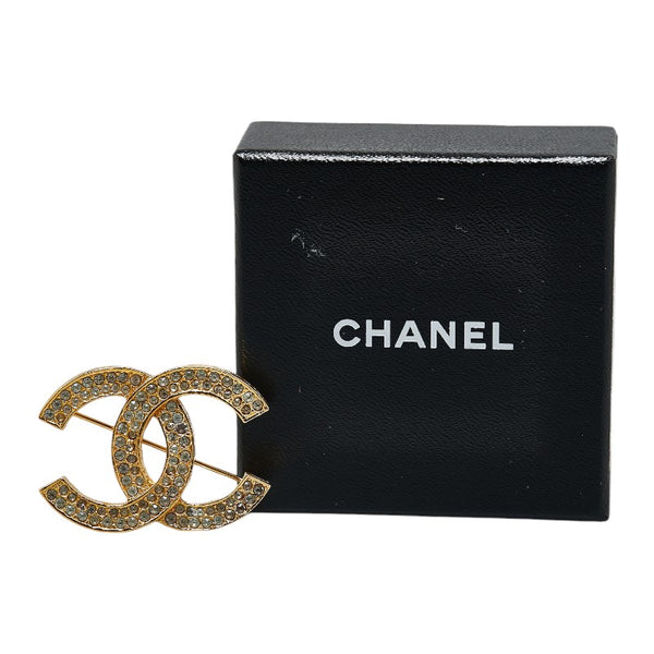 シャネル ココマーク ブローチ ゴールド メッキ ラインストーン レディース CHANEL 【中古】