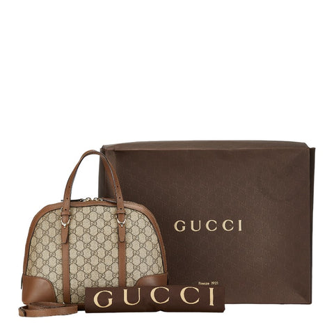 グッチ GGスプリーム グッチニース ハンドバッグ ショルダーバッグ 2WAY 309617 ベージュ ブラウン PVC レザー レディース GUCCI 【中古】