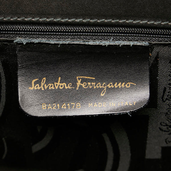 サルヴァトーレフェラガモ ヴァラリボン ハンドバッグ ショルダーバッグ 2WAY ブラック ゴールド レザー レディース Salvatore Ferragamo 【中古】