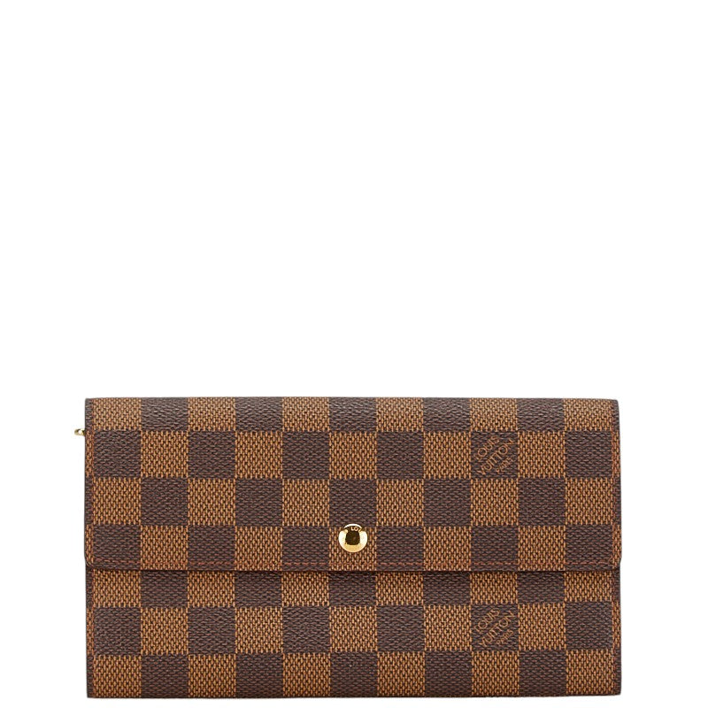 ルイ ヴィトン ダミエ ポルトフォイユ サラ 長財布 ロングウォレット N61734 ブラウン PVC レザー レディース LOUIS VUITTON 【中古】