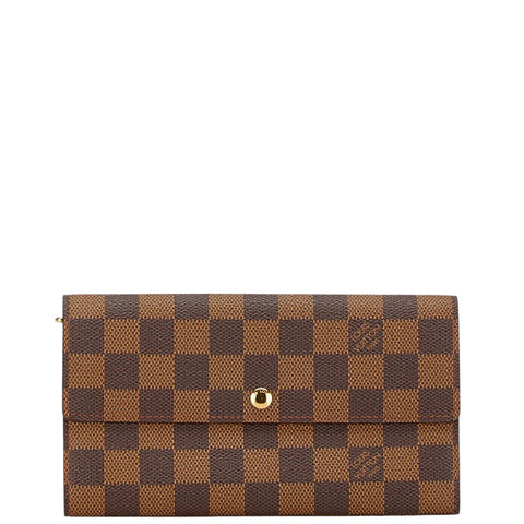 ルイ ヴィトン ダミエ ポルトフォイユ サラ 長財布 ロングウォレット N61734 ブラウン PVC レザー レディース LOUIS VUITTON 【中古】