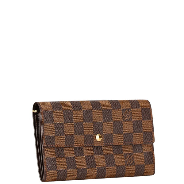 ルイ ヴィトン ダミエ ポルトフォイユ サラ 長財布 ロングウォレット N61734 ブラウン PVC レザー レディース LOUIS VUITTON 【中古】