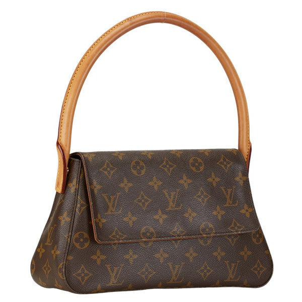 ルイ ヴィトン モノグラム ミニ ルーピング ショルダーバッグ M51147 ブラウン PVC レザー レディース LOUIS VUITTON 【中古】